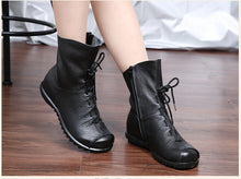 Stub toe leather ankle boots