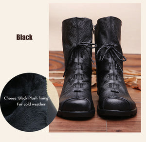 Stub toe leather ankle boots