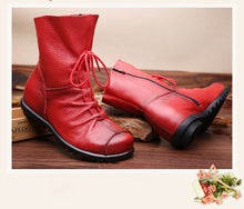 Stub toe leather ankle boots