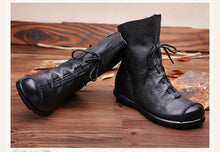 Stub toe leather ankle boots