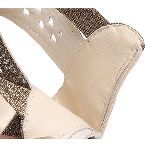 Embellished low wedge sandal