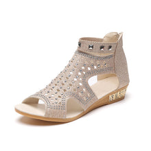 Embellished low wedge sandal