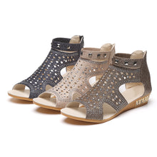 Embellished low wedge sandal