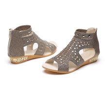 Embellished low wedge sandal
