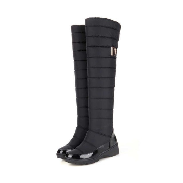 Long quilted flat boot