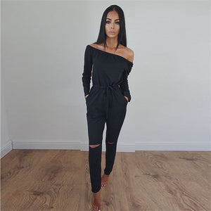 Bardot slash knee jumpsuit