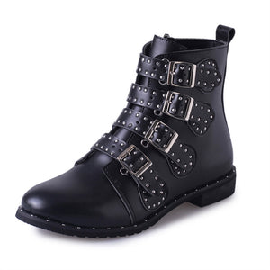 Rivet decor flat boots