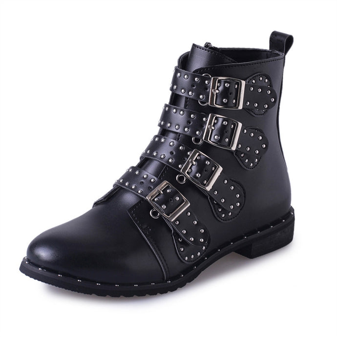 Rivet decor flat boots