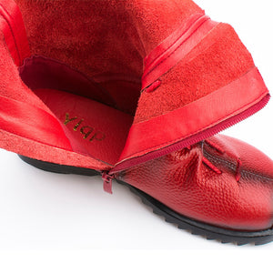 Stub toe leather ankle boots