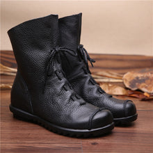 Stub toe leather ankle boots