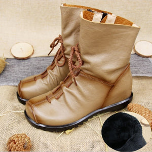 Stub toe leather ankle boots
